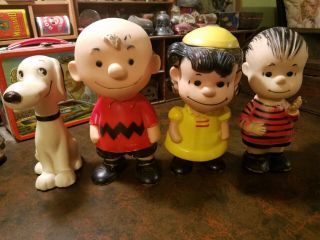 4 Vintage Peanuts Gang Hungerford Doll Figure Snoopy Lucy Linus Charlie Brown