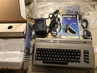 Vintage Commodore 64 Silver Sn Label With Box Manuels Power Supply
