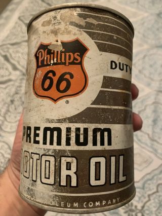 Vintage Phillips 66 Premium Motor Oil Can Quart Advertising Very Rare Gas