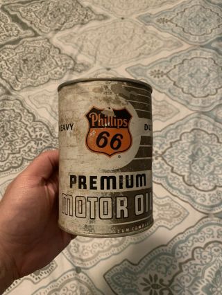 Vintage Phillips 66 Premium Motor Oil Can Quart Advertising very rare Gas 3