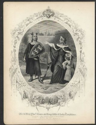 1856 Shakespere Actors Mr & Mrs Kean,  King John & Lady Constance,  King John