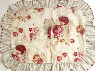 1 Pair Vintage Waverly Garden Room Norfolk Rose Standard Pillow Shams Ruffle 3