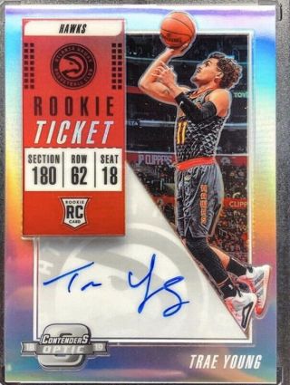 2018 - 19 Contenders Optic Rookie Ticket Trae Young Hawks Rc Auto 3