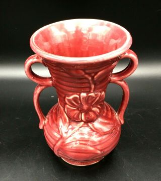 Vintage McCoy Pottery Double Divided Handle Vase 7.  5 