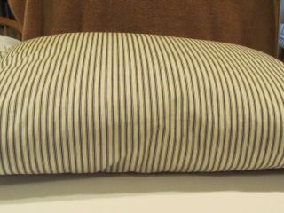 Vintage Primitive Blue Stripe Ticking Feather Pillow 26X17 7 