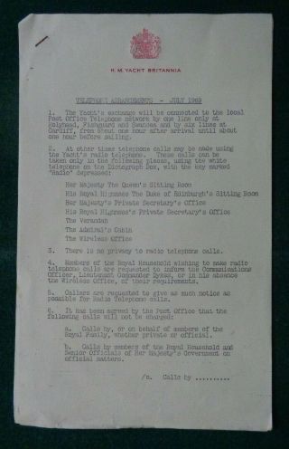 Antique Telephone Rules Royal Yacht Britannia Investiture Prince Charles 1969