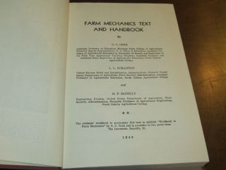FARM MECHANICS TEXT AND HANDBOOK BY G.  C.  COOK Motors Forge Rural Machinery 3