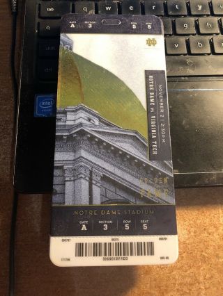 2019 Notre Dame Fighting Irish Vs Virginia Tech Plastic Ticket Stub 11/2