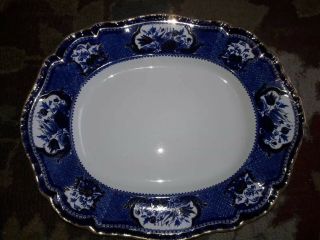 Exceptional Antique Booths Willow Flow Blue Large 18 " Serving Platter Turkey