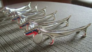 Vintage Set Of 6 Silver Plated Dachshund Knife Rests