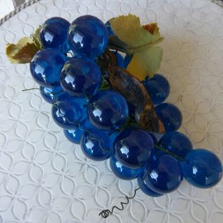 Vintage Blue Lucite Acrylic Grape Cluster Driftwood Mid Century 60s Retro 3