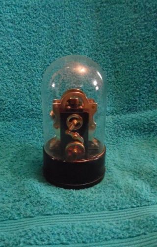 Vintage Metal Glass Dome Cigarette Table Lighter Heavy Metal Base 5 " Tall