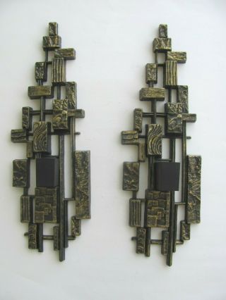 Vintage Syroco Brutalist Wall Sconce Candle Holders