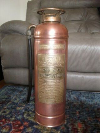 Vintage Antique Copper & Brass Fire Extinguisher W.  D.  Allen Chicago