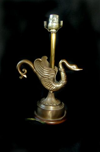Vintage Frederick Cooper Brass Swan Lamp,  French Empire Style,  Mythical Creature