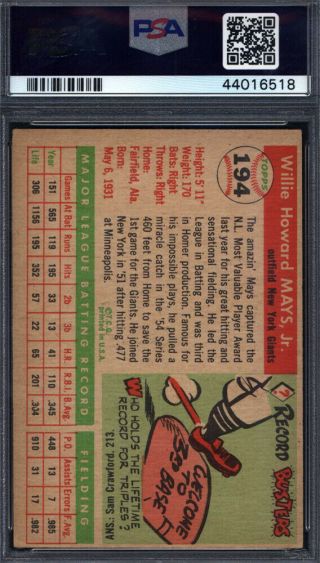 1955 Topps 194 Willie Mays Giants PSA 4 702891 2