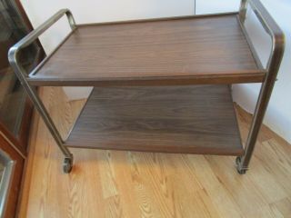 Mcm Gusdorf Rolling Tv Stand Side Coffee Table Bar Cart Danish Style Usa Vintage