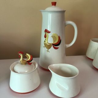 Vintage Holt Howard Coq Rouge Rooster Coffee Pot Lidded Sugar Bowl Creamer