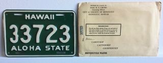 1961 Hawaii Motorcycle License Plate Tag