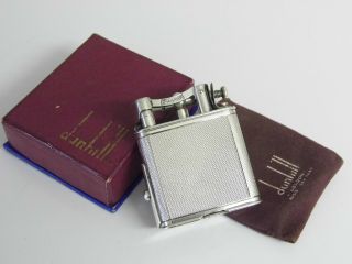 Boxed Vintage Dunhill Lift Arm Wick Extension Silver - Plated Pipe Lighter