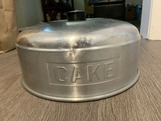 Vintage Aluminum Cake Cover Kromex? Black Knob Circa 1950 - 60 