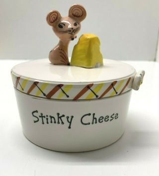 Vintage 1958 Howard Holt Merry Mice Stinky Cheese Pixieware China Covered Dish