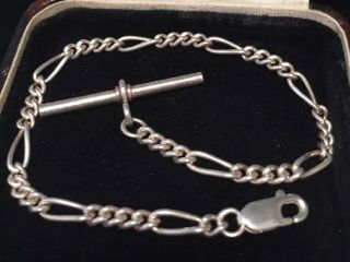Vintage Jewellery Lovely Sterling Silver Link Bracelet With ‘t’ Bar Fob