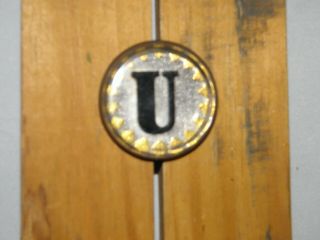 Vintage Glass Dome Horse Bridle Rosette Letter " U "