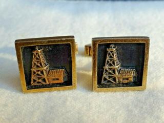 Vintage Fenwick & Sailor Sterling Silver Oil Well Derrick Dog House Cuff Links