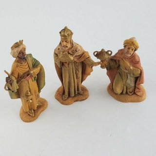 Rare Nativity Set Of 3 Kings / Wise - Men Marked Depose Italy 4 " Vintage Christmas