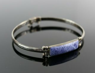 Vintage.  925 Sterling Silver Blue Lapis Stone Rectangular Beaded Bracelet 9.  0g