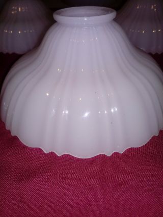 8 ANTIQUE ART GLASS RIBBED LAMP SHADES ART NOUVEAU / DECCO 3