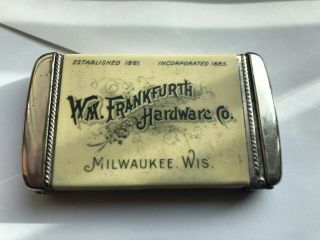 Antique 1901 WM.  Frankfurth Hardware Co.  Milwaukee Wis.  Match Holder Fishing Su 2