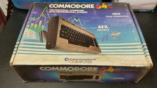 Vintage Commodore 64 Computer,  Power Supply And Rf Cord -
