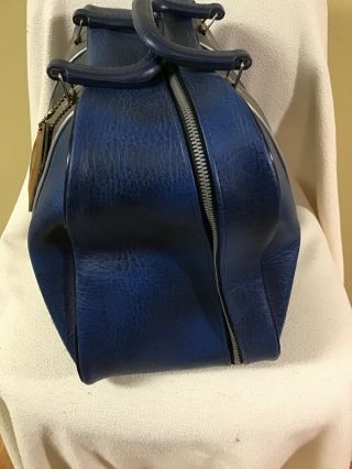Vintage Brunswick Bowling Ball Bag Case Blue Gray w/Name Badge Zippered Pocket 3