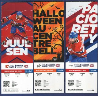 2018 - 19 Montreal Canadiens Nhl Hockey Ticket V Capitals Kotkaniemi 1st Nhl Goal