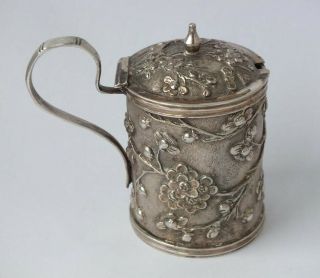 Antique Chinese 90 Standard Solid Silver Mustard Pot Wh C.  1880/ H 6 Cm