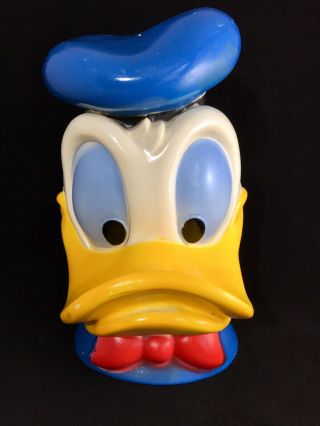 Donald Duck Bust Head Coin Bank Vtg 1971 Walt Disney Play Pal Plastics Stopper