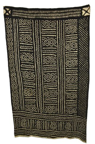 Mudcloth Textile Handwoven Black Bogolanfini Mali African Art Was $99.  00