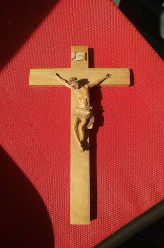 Vintage Anri Italy Hand Carved Wood Jesus On The Cross 9 3/4 Inches