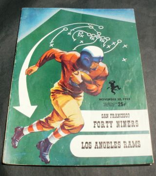 1952 San Francisco 49ers Vs La Los Angeles Rams Nfl Football Program 11/30/52