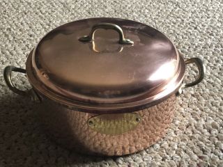 Vintage De La Cuisine Copper Pot With Lid Holds 8 Cups