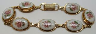 Vintage 14k Gold - Filled Rose Flower Link 7 - 1/2 " Bracelet By Lenox - Gorgeous