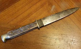 Antique Jagers Freund Hunters Friend German Stag Fixed Blade Boot Knife Dagger