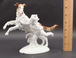 Vintage German Carl Scheidig Grafenthal Porcelain Figurine Borzoi Dog & Putti