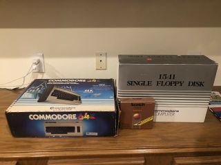 Vintage Commodore 64 Computer & 1541 Floppy Disk Drive & Many