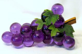 Vintage Lucite Glass Grapes On Driftwood With Greenery Table Decoration