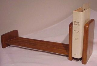Vintage 19 " Wide Mid Century Modern Wooden Expandable Desktop Book Rack