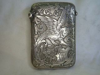 C1900 Antique French Silver Art Nouveau Vesta Case Matchsafe Gothic Griffin