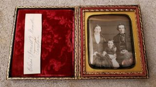 Antique 1/6th Plate Daguerreotype Photo Young Family Mourning Dress Full Case